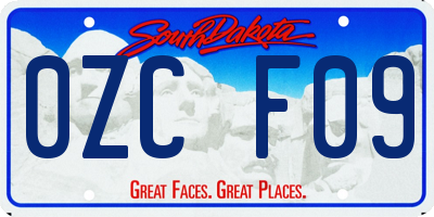 SD license plate 0ZCF09