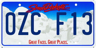 SD license plate 0ZCF13