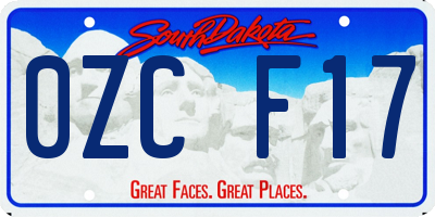 SD license plate 0ZCF17