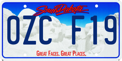 SD license plate 0ZCF19