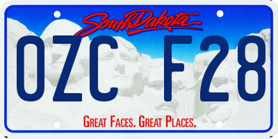 SD license plate 0ZCF28