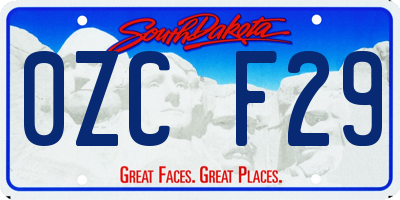 SD license plate 0ZCF29