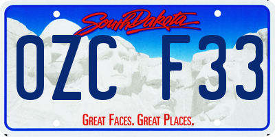 SD license plate 0ZCF33