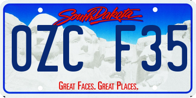SD license plate 0ZCF35