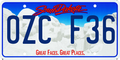 SD license plate 0ZCF36