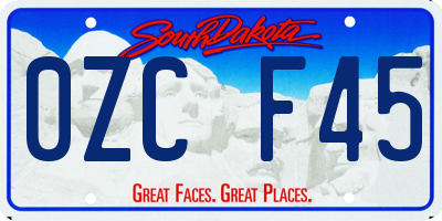 SD license plate 0ZCF45