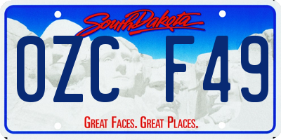 SD license plate 0ZCF49