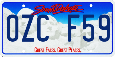 SD license plate 0ZCF59