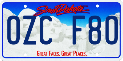 SD license plate 0ZCF80
