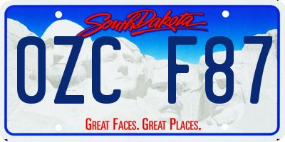 SD license plate 0ZCF87