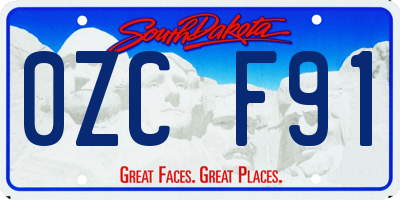 SD license plate 0ZCF91