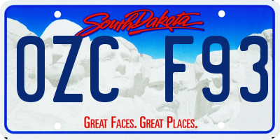 SD license plate 0ZCF93