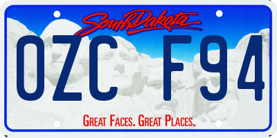 SD license plate 0ZCF94