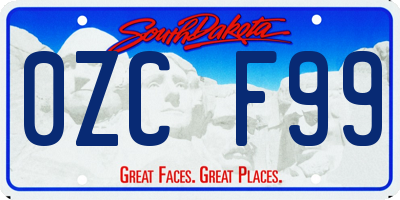 SD license plate 0ZCF99