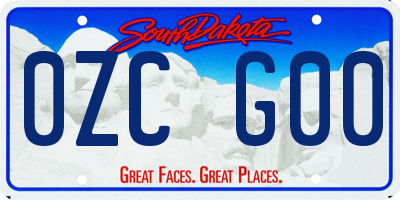SD license plate 0ZCG00