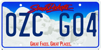 SD license plate 0ZCG04