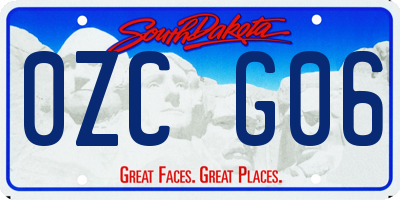 SD license plate 0ZCG06