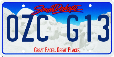 SD license plate 0ZCG13