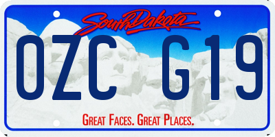 SD license plate 0ZCG19
