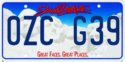 SD license plate 0ZCG39