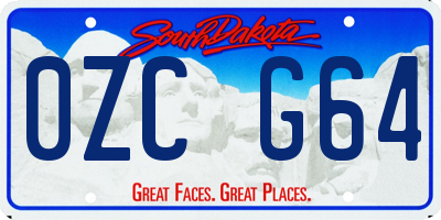 SD license plate 0ZCG64