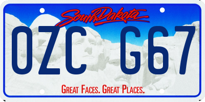 SD license plate 0ZCG67
