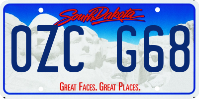 SD license plate 0ZCG68