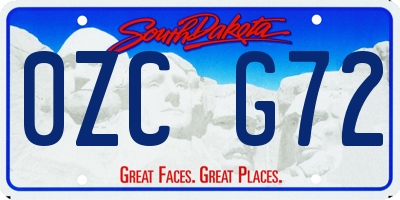 SD license plate 0ZCG72