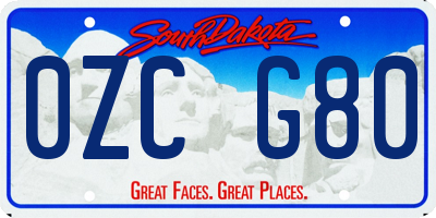 SD license plate 0ZCG80
