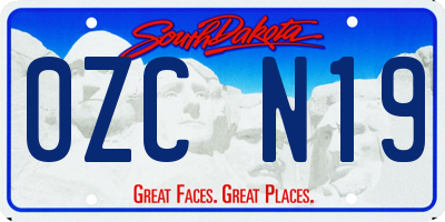 SD license plate 0ZCN19