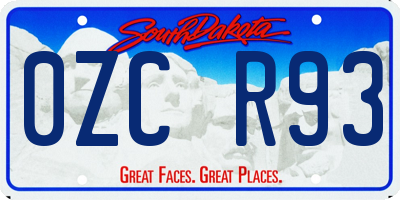 SD license plate 0ZCR93