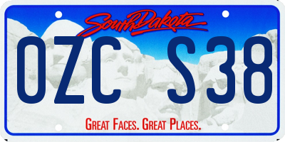 SD license plate 0ZCS38