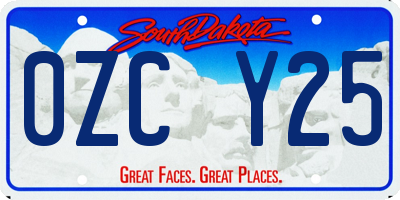 SD license plate 0ZCY25