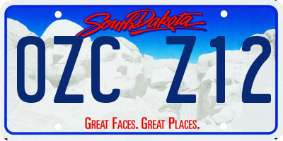 SD license plate 0ZCZ12