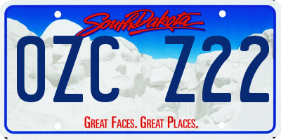 SD license plate 0ZCZ22