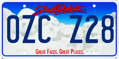 SD license plate 0ZCZ28