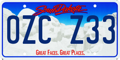 SD license plate 0ZCZ33