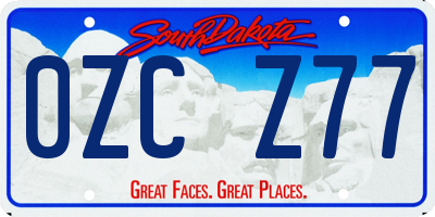 SD license plate 0ZCZ77