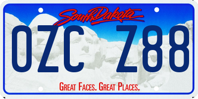 SD license plate 0ZCZ88