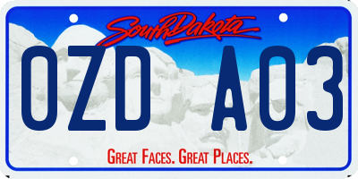 SD license plate 0ZDA03