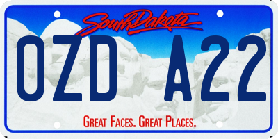 SD license plate 0ZDA22