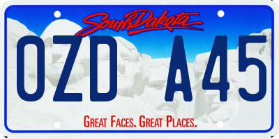 SD license plate 0ZDA45