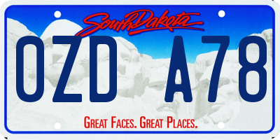 SD license plate 0ZDA78