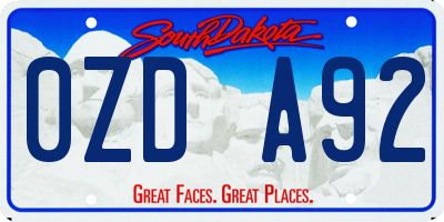 SD license plate 0ZDA92