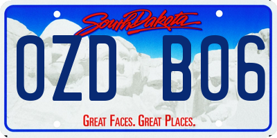 SD license plate 0ZDB06