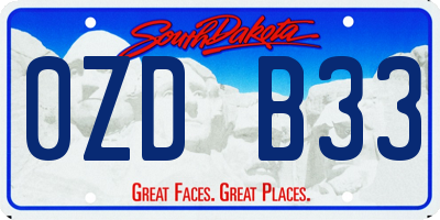 SD license plate 0ZDB33