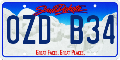 SD license plate 0ZDB34