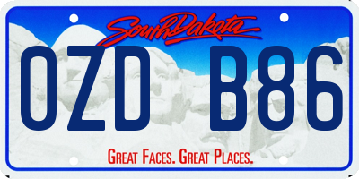 SD license plate 0ZDB86