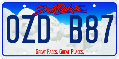SD license plate 0ZDB87