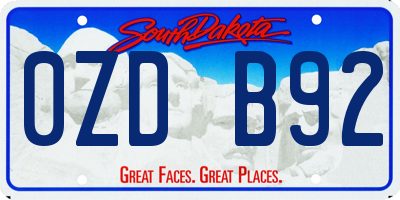 SD license plate 0ZDB92